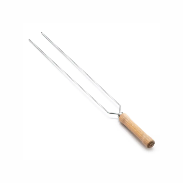 Double Barbecue Skewer with Wooden Handle