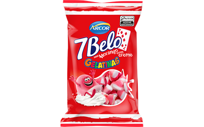 Bala de Gelatina Morango e Creme 7 Belo 70g